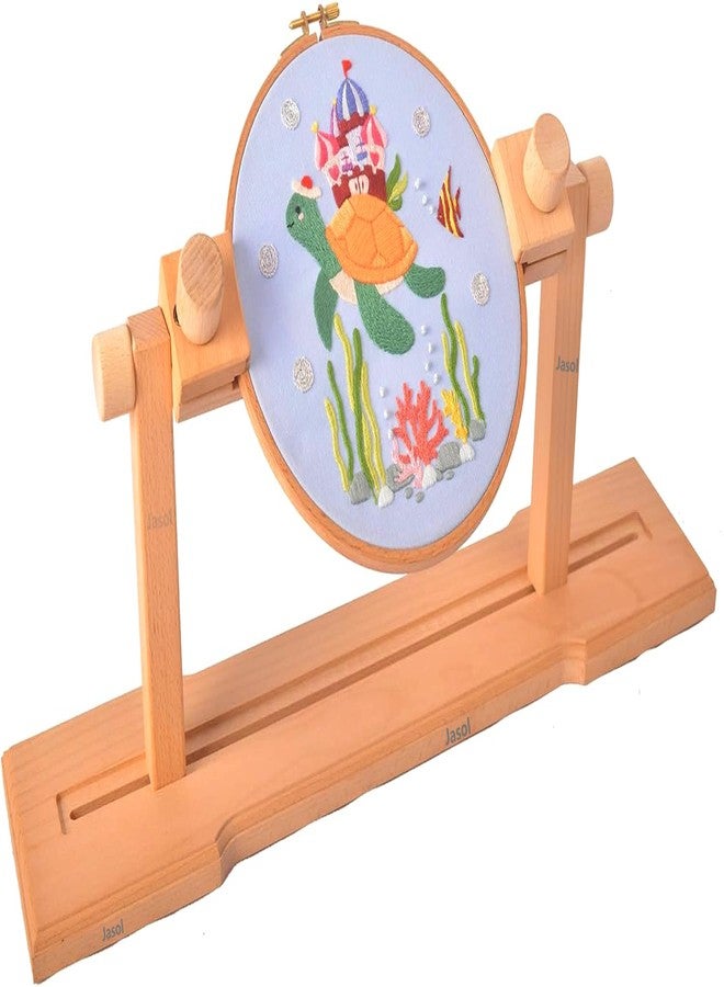 Jasol Adjustable Embroidery Hoop Stand, Hands-Free Wooden Cross Stitch Stand Holder for DIY Craft Sewing, Easy Operation Lifesaver Embroidery Supplies - Image 1